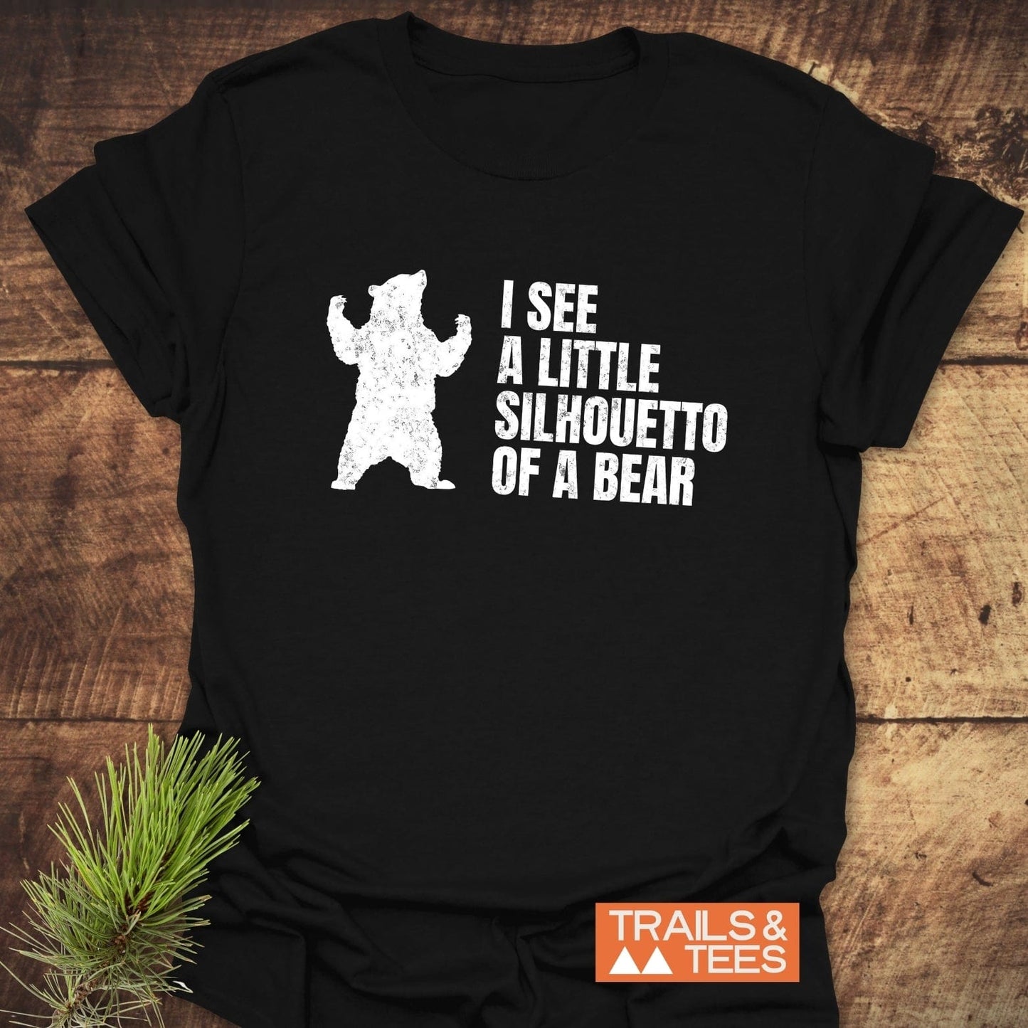 I See A Little Silhouetto Of A Bear T-Shirt featuring bold white text on a sleek design, perfect for active wear.