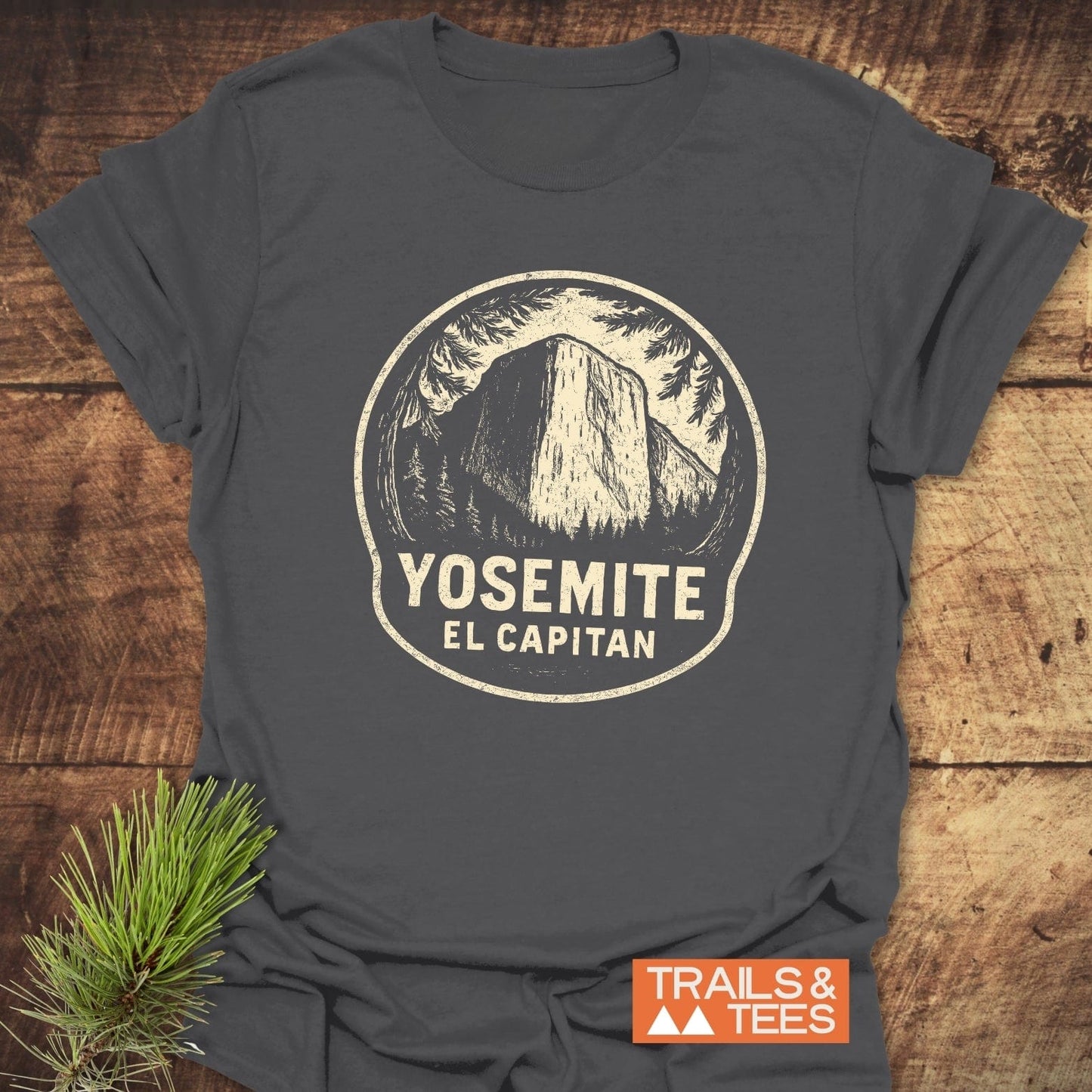 Yosemite El Capitan T-Shirt featuring a durable graphic design on soft, ring-spun cotton, perfect for outdoor adventures and everyday wear.