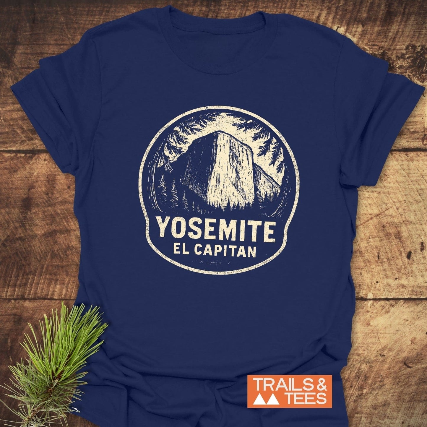 Yosemite El Capitan T-Shirt featuring durable DTF prints, showcasing a mountain design, crafted from soft ring-spun cotton for outdoor adventure enthusiasts.