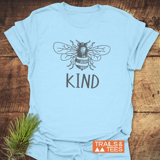Bee Kind T-Shirt featuring a detailed bee print, crafted from soft ring-spun cotton, designed for comfort and durability, ideal for outdoor enthusiasts.
