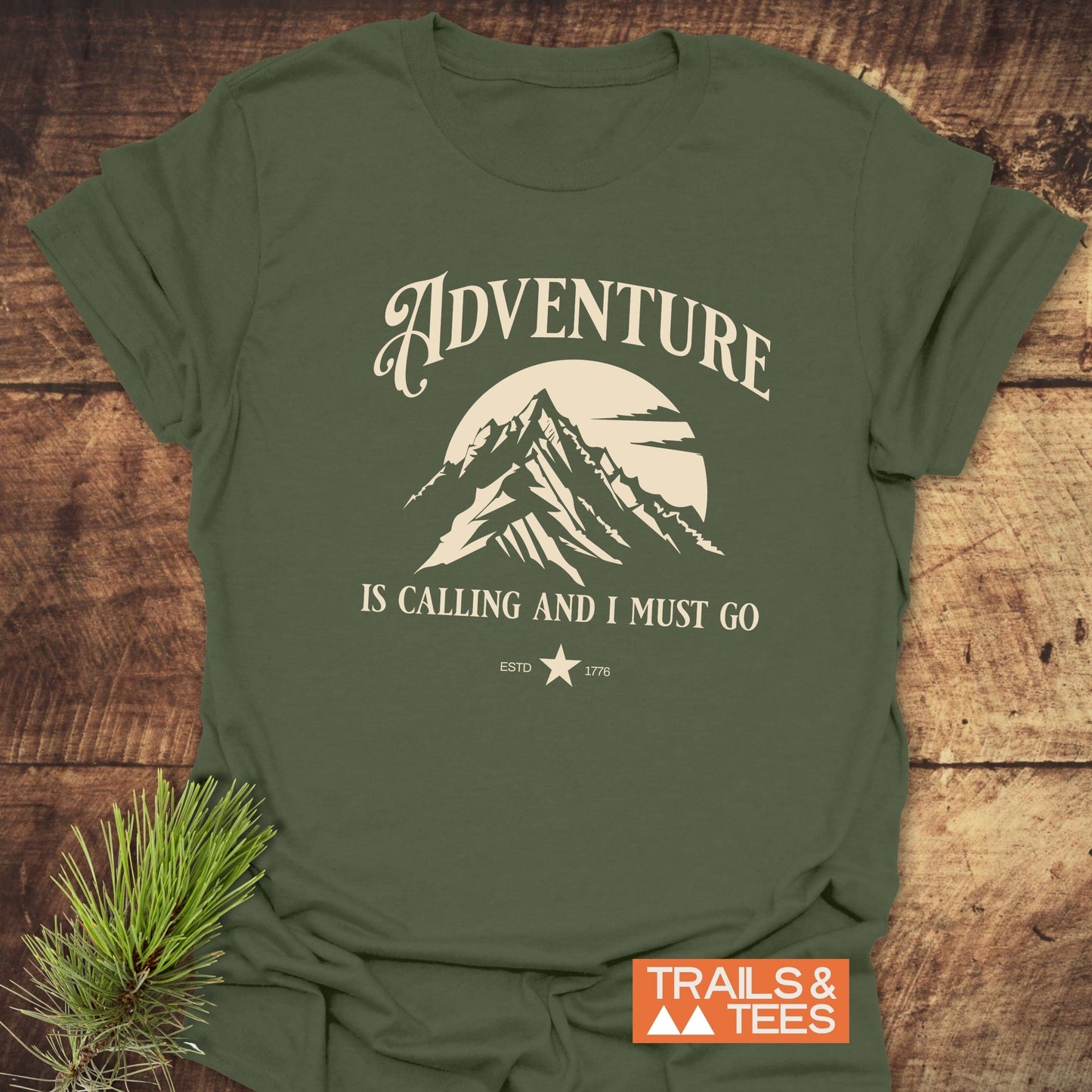 Adventure Is Calling T-Shirt featuring durable prints, pre-shrunk fit, crafted from lightweight cotton for outdoor enthusiasts. Ideal for everyday adventures and outdoor activities.