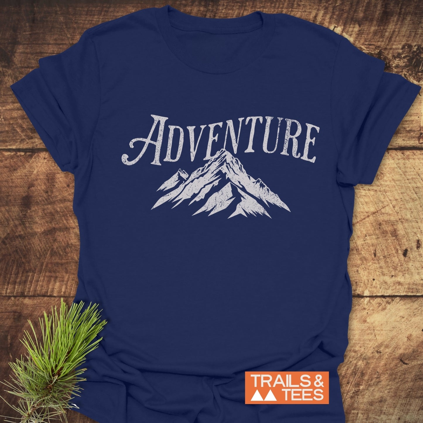 Adventure Vintage T-Shirt featuring durable white text on a soft, lightweight material, designed for comfort and outdoor activities, with a pre-shrunk fit and seamless construction.
