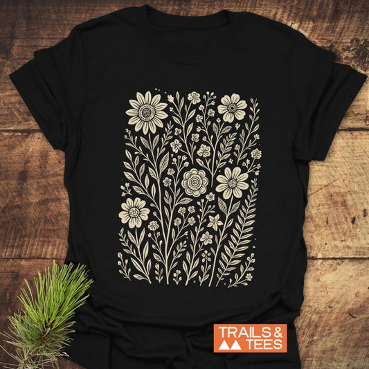 Wild Flowers T-Shirt featuring durable prints, crafted from lightweight, ring-spun cotton, ideal for outdoor adventures and everyday comfort.