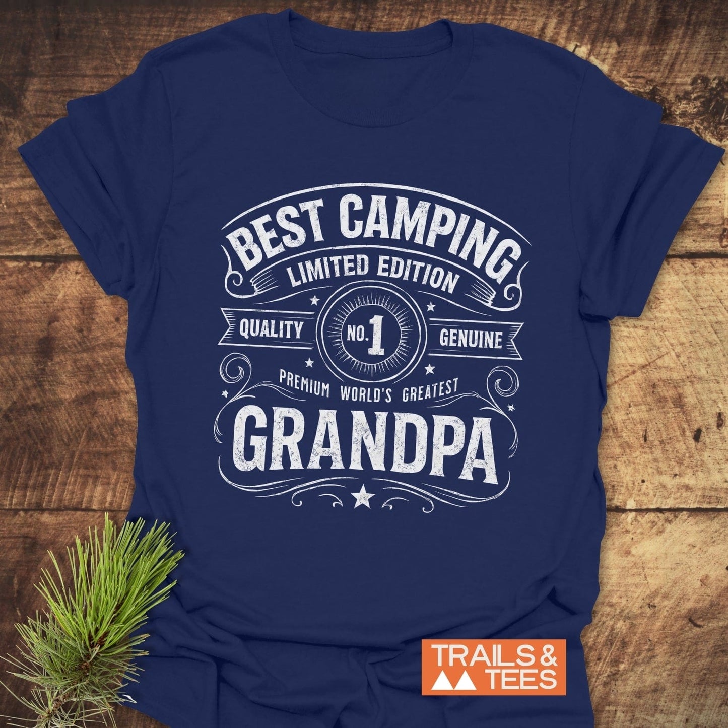 Best Camping Grandpa T-Shirt featuring durable DTF prints, crafted from soft ring-spun cotton for comfort during outdoor adventures, pre-shrunk for a reliable fit.