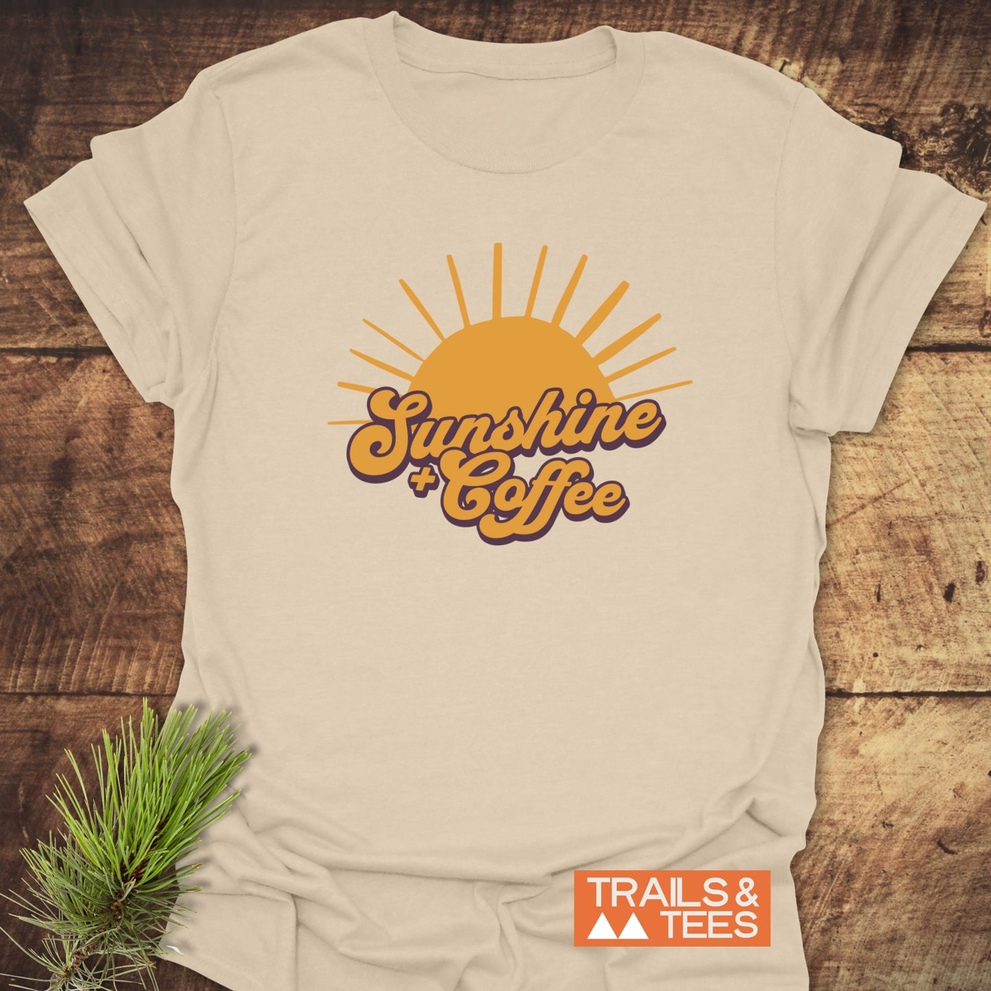 Sunshine And Coffee T-Shirt featuring a soft, lightweight fabric with a durable logo, ideal for outdoor adventures and everyday comfort.