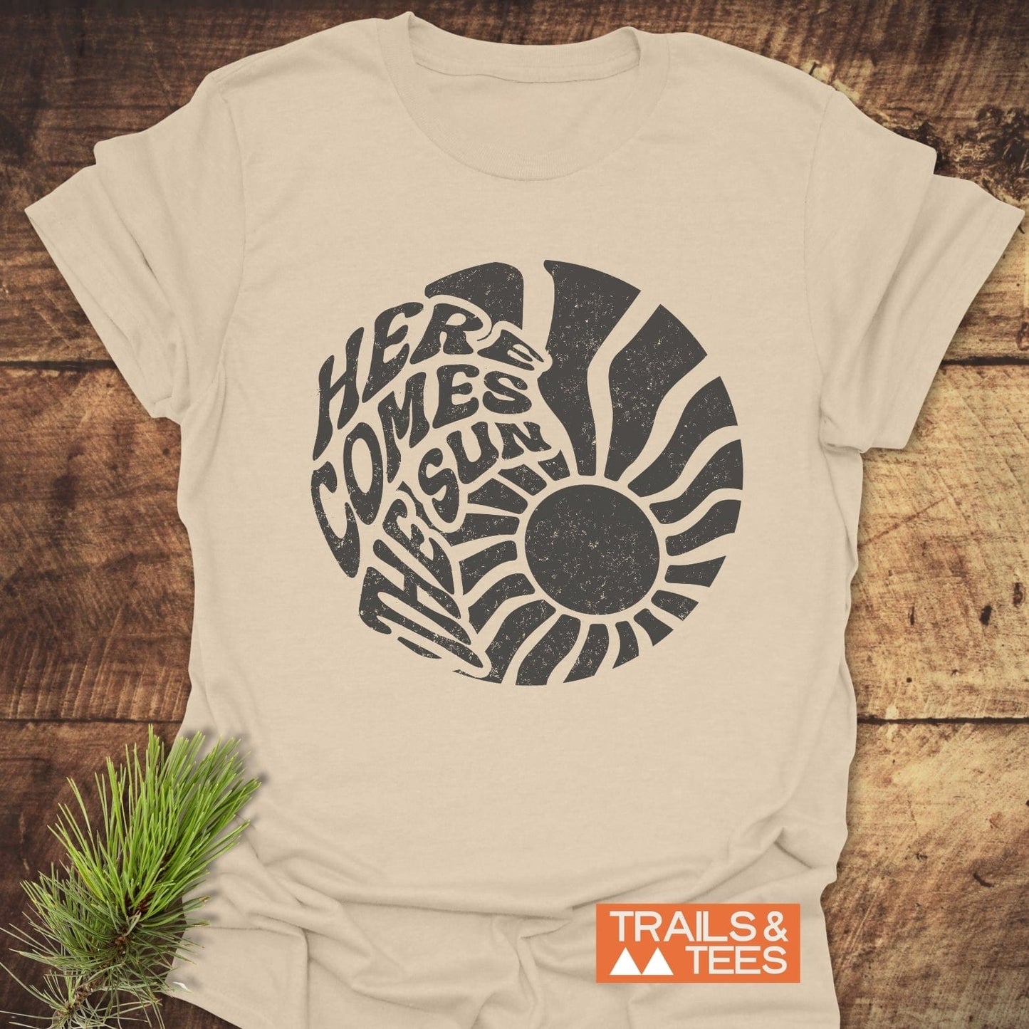 Here Comes The Sun T-Shirt with a graphic design, crafted from soft ring-spun cotton, offering trail-tested comfort and durable prints for everyday adventures.