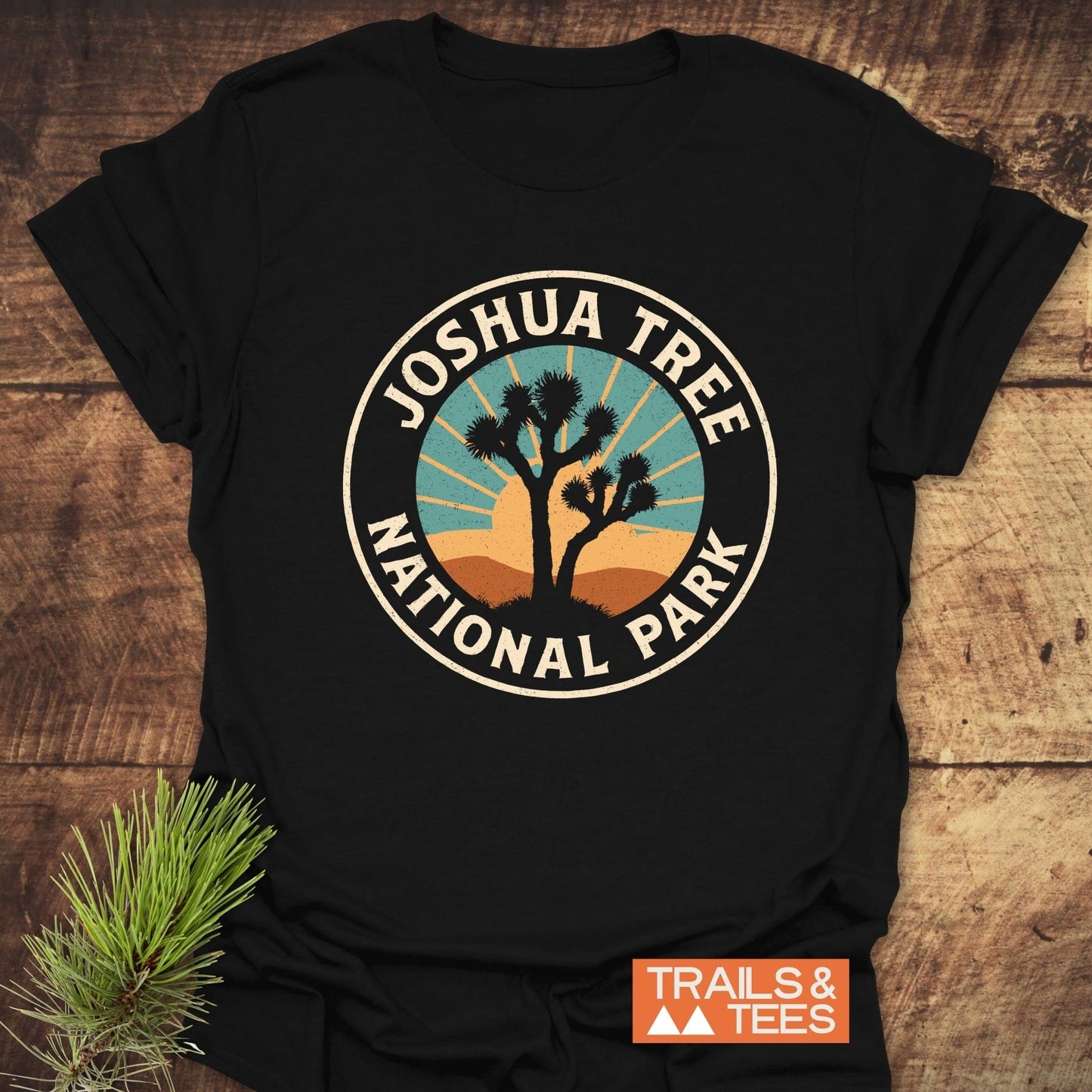 Joshua Tree National Park T-Shirt featuring a durable logo, crafted from soft ring-spun cotton for comfort, pre-shrunk for a reliable fit, perfect for outdoor enthusiasts.