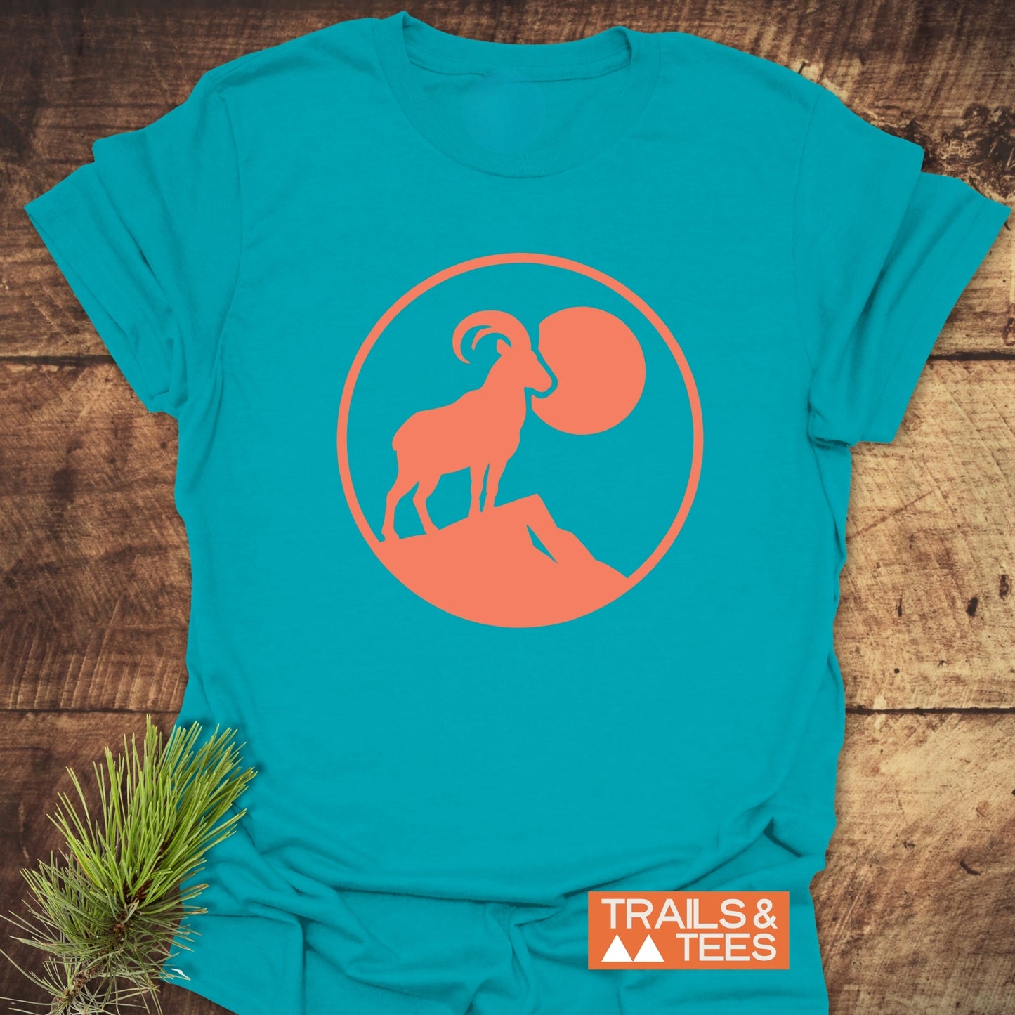 Mountain Goat T-Shirt featuring a goat design with durable prints, crafted from soft ring-spun cotton for everyday outdoor adventures, ensuring comfort and lasting shape.