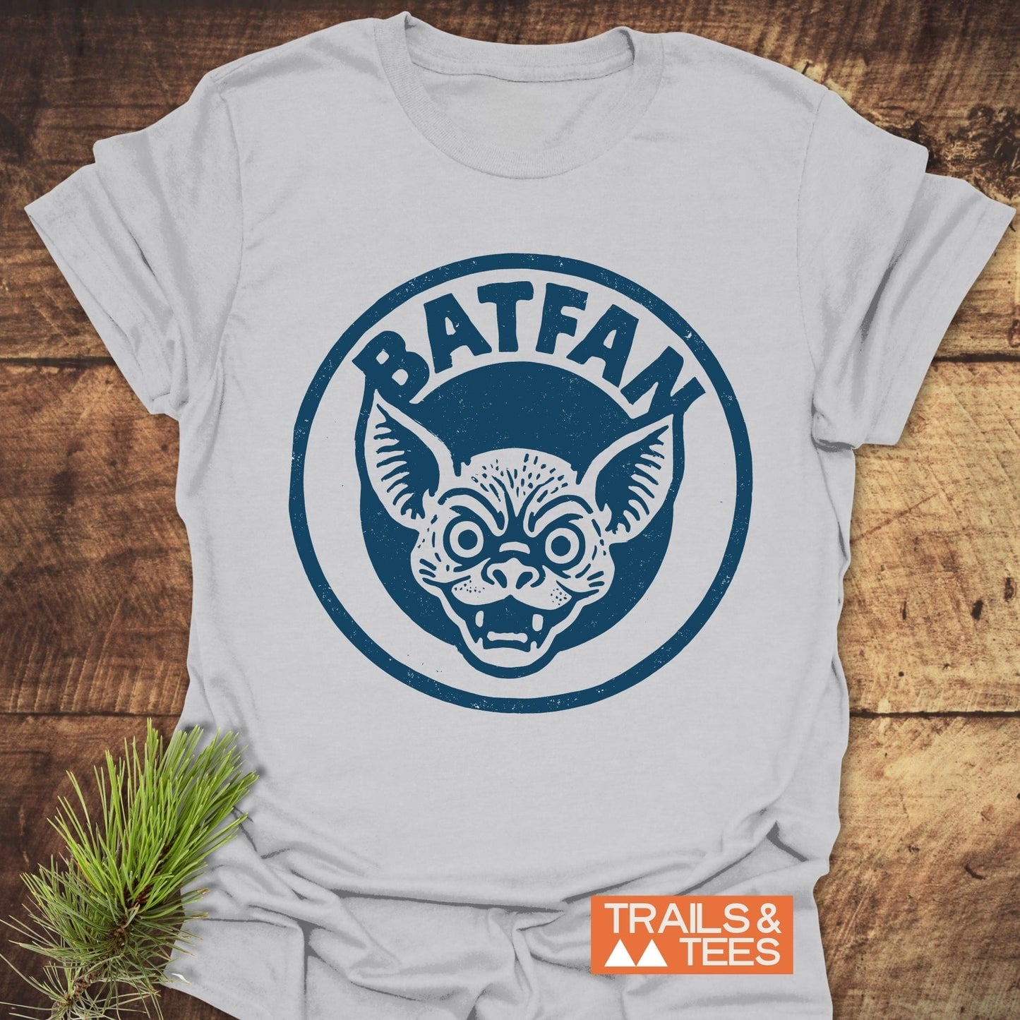 BATFAN Funny T-Shirt featuring a bat face design, crafted from lightweight ring-spun cotton. Ideal for outdoor enthusiasts, with durable prints and a pre-shrunk fit.
