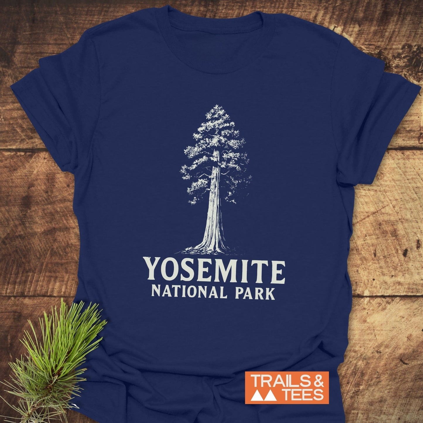 Yosemite NP Sequoia T-Shirt featuring a tree design, crafted from lightweight ring-spun cotton with durable prints, ideal for outdoor enthusiasts seeking comfort and style.