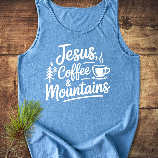 Jesus, Coffee, Mountains Tank Top