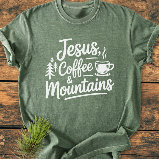 Jesus, Coffee, Mountains - Vintage Wash Tee