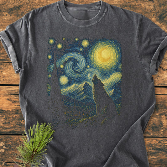 Starry Night - Howling Wolf - Vintage Wash Tee