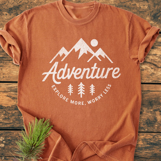 Adventure - Explore More Worry Less - Vintage Wash Tee