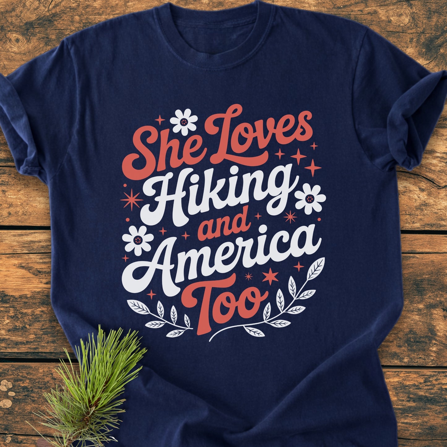 She Loves Hiking And America Too - Premium Vintage Tee