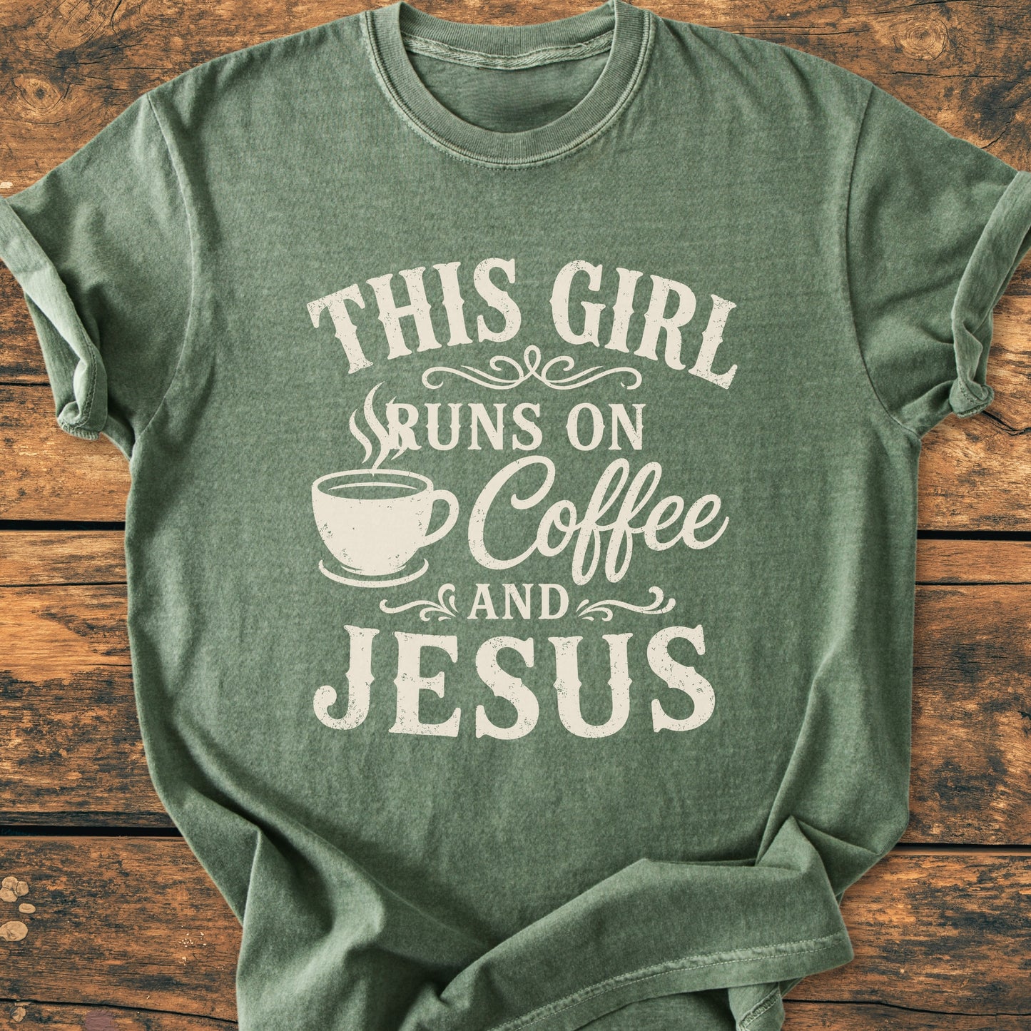 Running On Coffee And Jesus - Vintage Wash Tee
