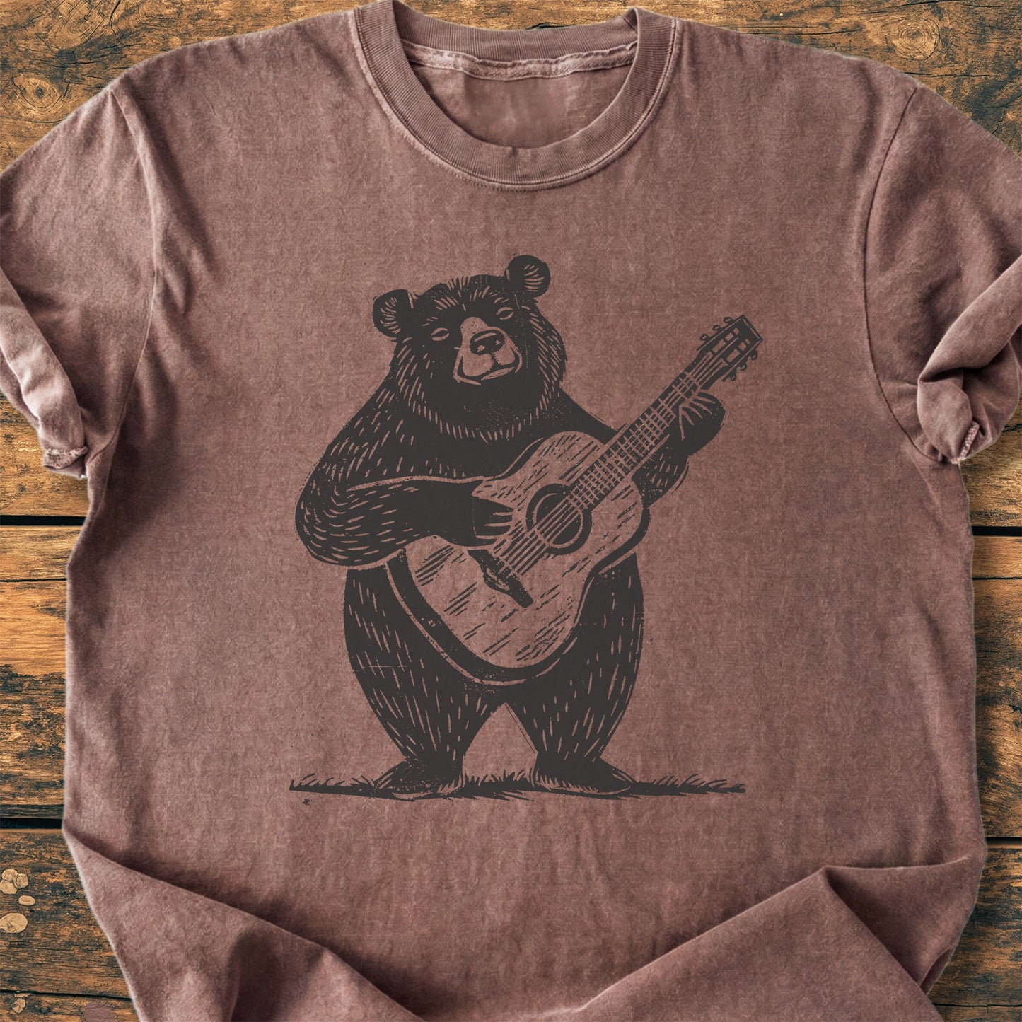 Bear With Guitar - Premium Vintage Tee
