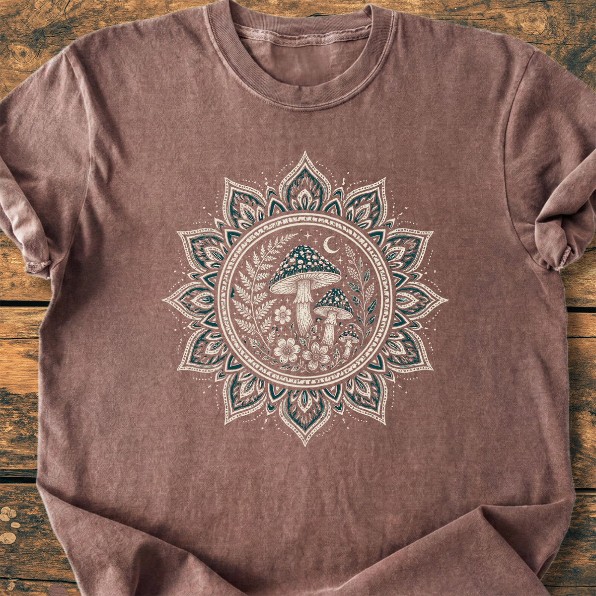 Night Mushroom Mandala - Premium Vintage Tee