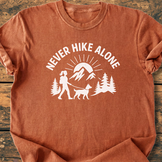 Never Hike Alone Dog Mom - Premium Vintage Tee