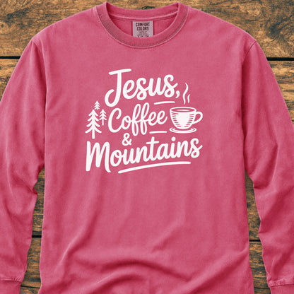 Jesus, Coffee, Mountains Long-Sleeve Tee