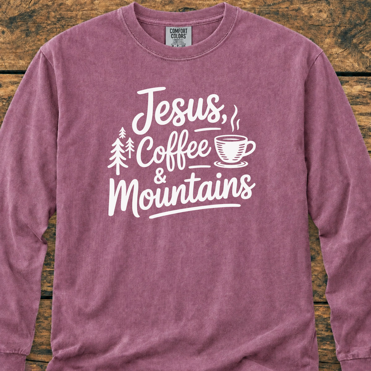 Jesus, Coffee, Mountains Long-Sleeve Tee