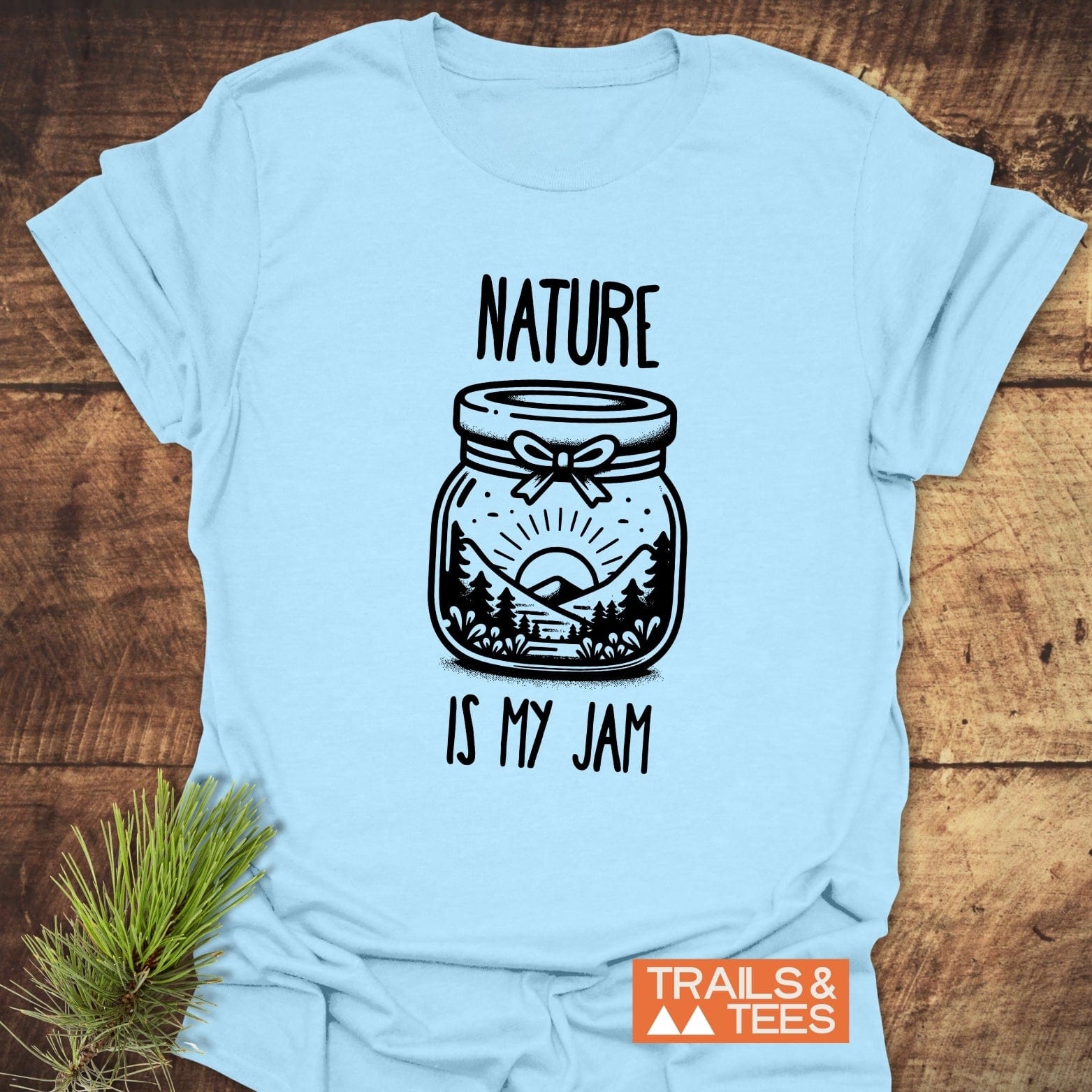 Nature Is My Jam T-Shirt featuring a jar drawing, crafted from soft ring-spun cotton with durable prints. Perfect for outdoor enthusiasts seeking comfort and style.