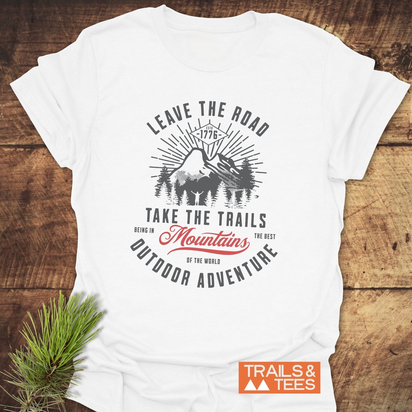 Close-up of 'Leave The Road' T-Shirt featuring a graphic design, highlighting the active shirt style suitable for enthusiasts.