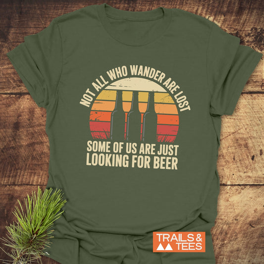 Not All Who Wander Are Lost T-Shirt featuring a bold graphic design and text, ideal for active wear.