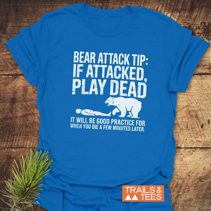 Bear Attack Tip T-Shirt featuring durable DTF prints, crafted from soft, lightweight cotton for outdoor enthusiasts. Pre-shrunk, taped shoulders, no side seams.