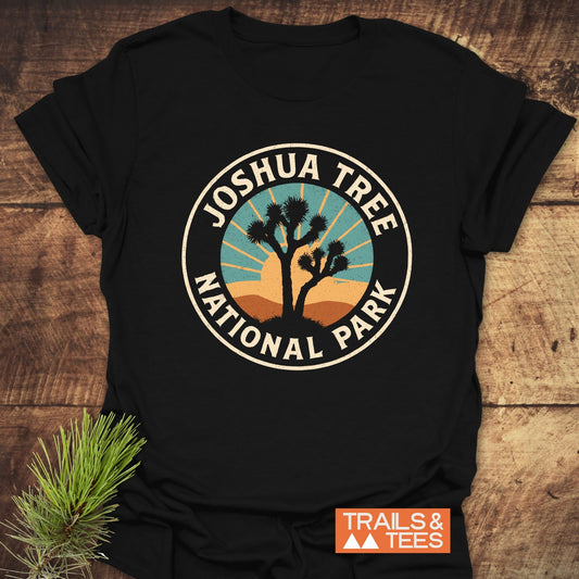Joshua Tree National Park T-Shirt featuring a durable logo, crafted from soft ring-spun cotton for comfort, pre-shrunk for a reliable fit, perfect for outdoor enthusiasts.