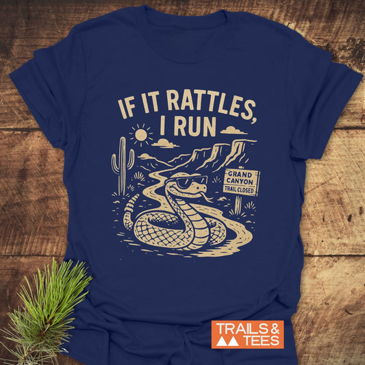 If It Rattles Funny T-Shirt with snake and cactus design, crafted from soft cotton, offering comfort and durability for outdoor enthusiasts.