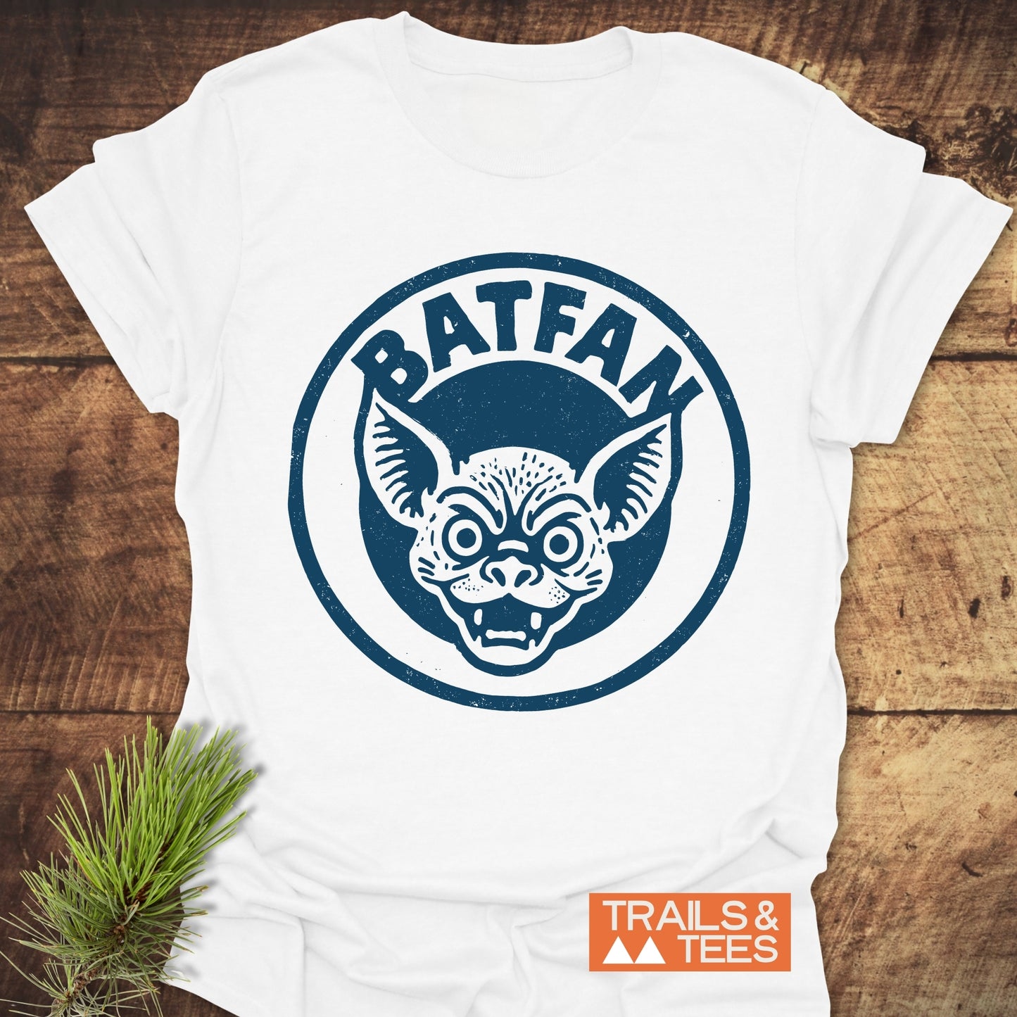 BATFAN Funny T-Shirt featuring a bat face design, crafted from lightweight ring-spun cotton, ensuring comfort and durability with pre-shrunk, fade-resistant print.