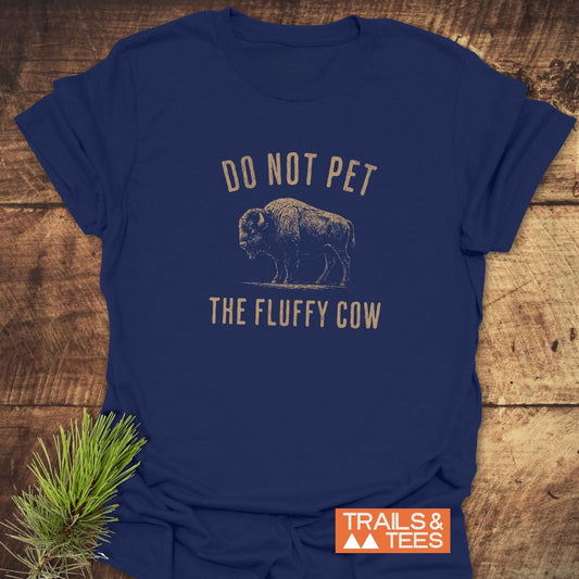Do Not Pet Bison T-Shirt featuring a vintage bison illustration, styled with a pine branch. Made from soft, lightweight cotton with durable prints, perfect for outdoor enthusiasts.