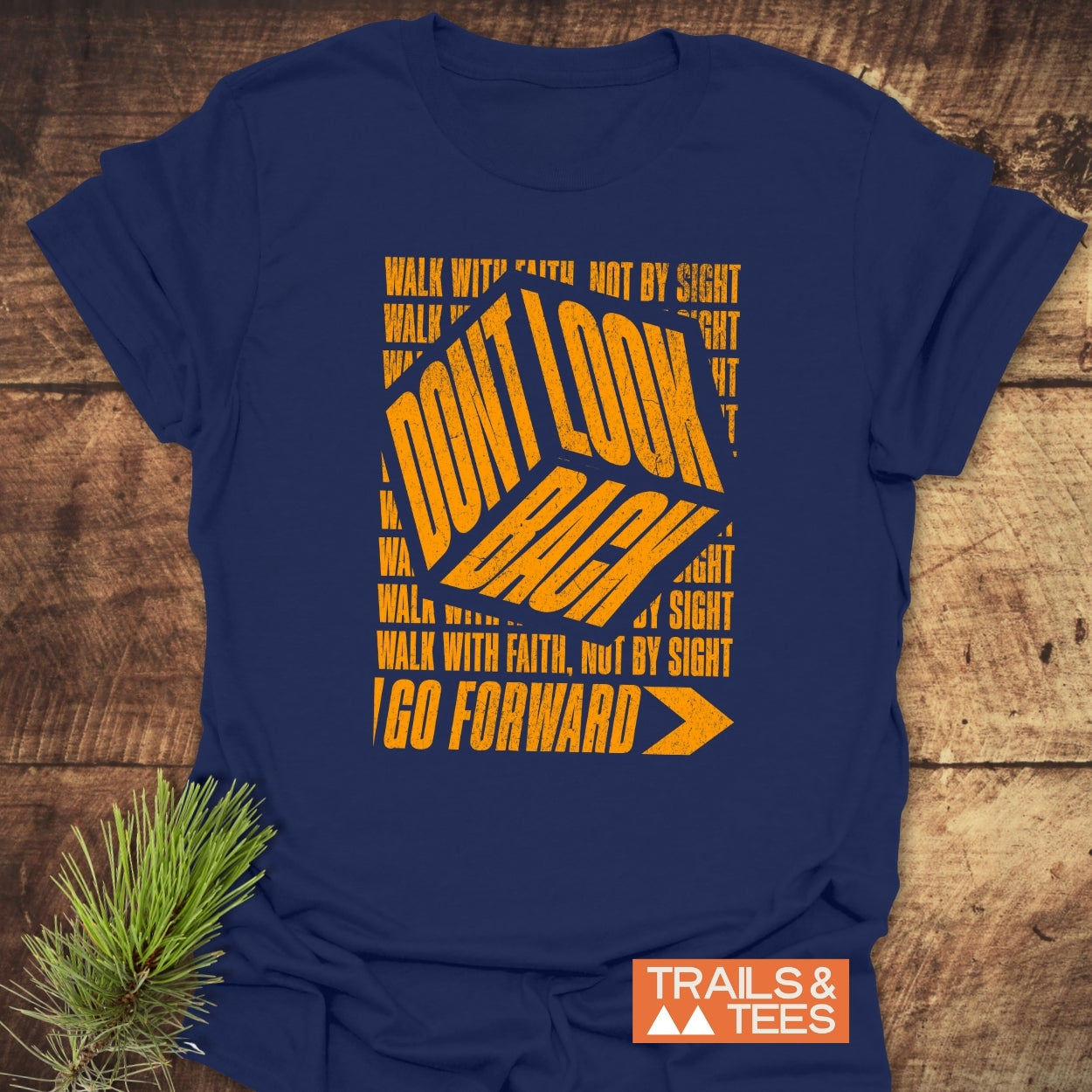 Don't Look Back T-Shirt featuring a bold graphic with slogans. Crafted from soft cotton, pre-shrunk, and designed for durability and comfort.