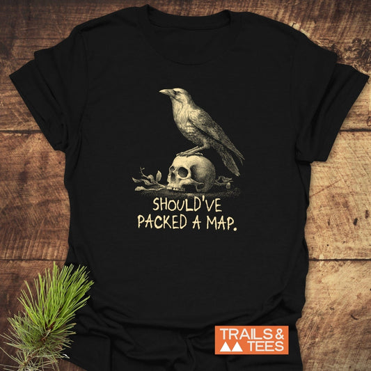 No Wi-Fi Funny T-Shirt featuring a crow on a skull illustration, soft ring-spun cotton, durable print, designed for outdoor enthusiasts.