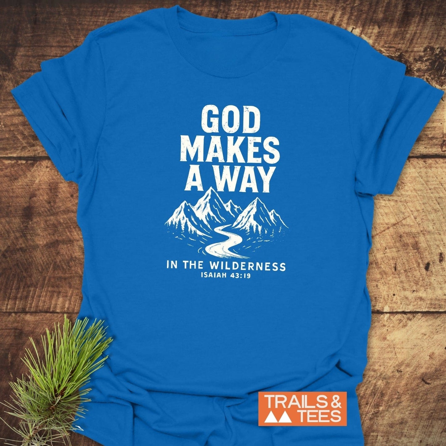 God Makes A Way T-Shirt with mountain graphic, crafted from soft ring-spun cotton, featuring durable prints and taped shoulders for lasting shape.
