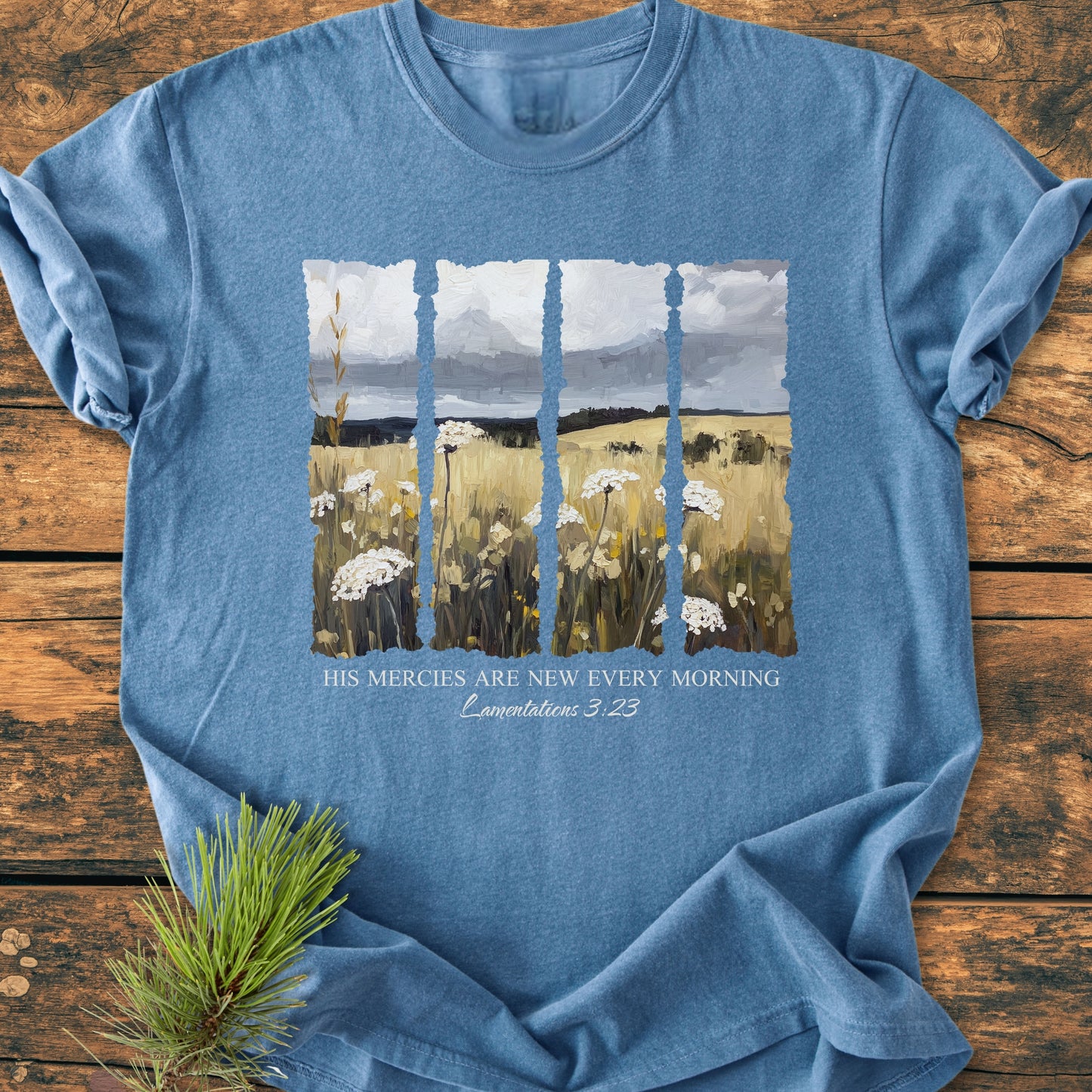 His Mercies Are New Every Morning. Lamentations 3:23  - Vintage Wash Tee