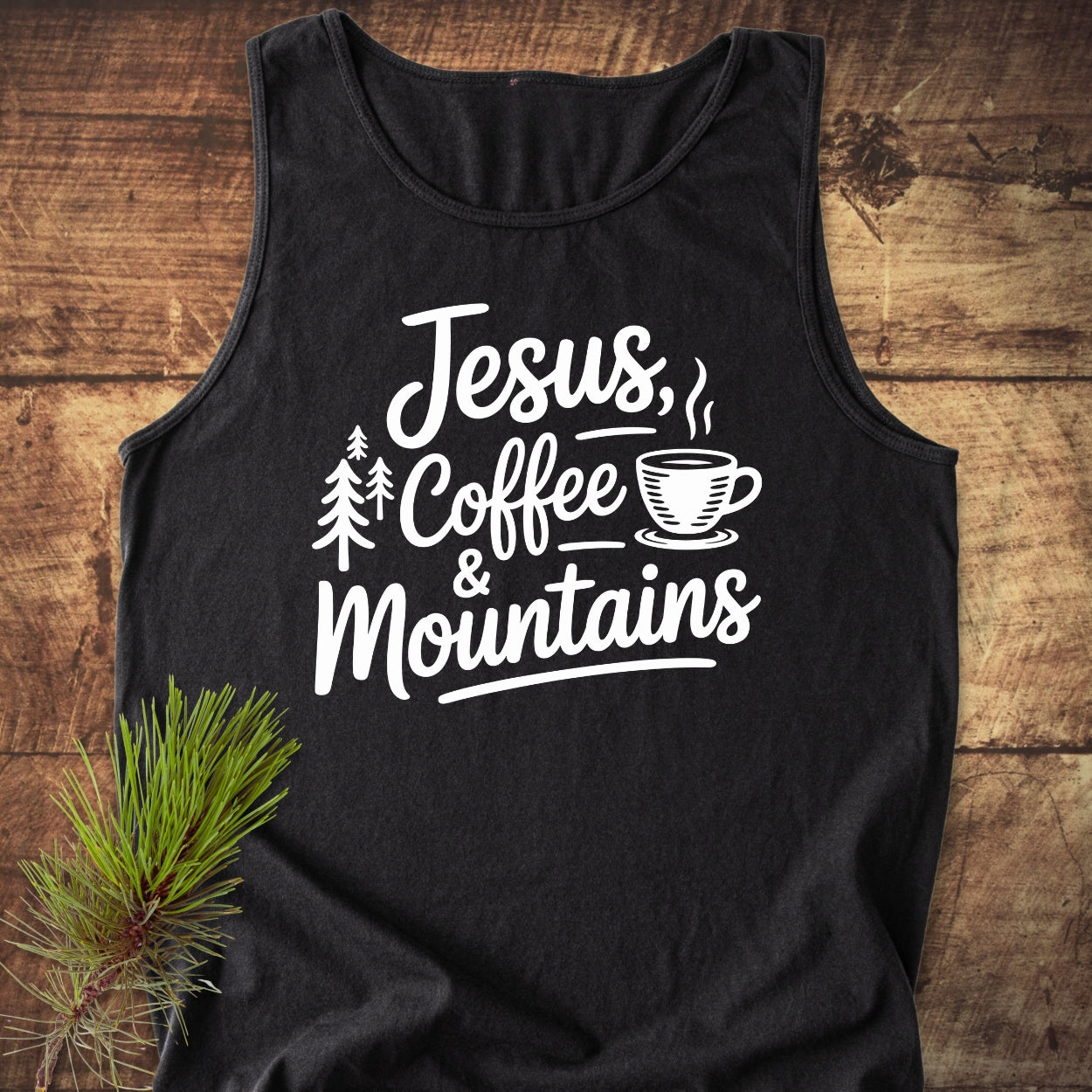 Jesus, Coffee, Mountains Tank Top
