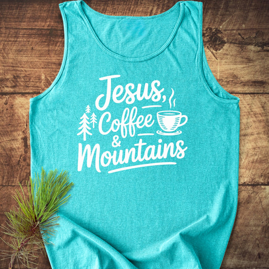 Jesus, Coffee, Mountains Tank Top