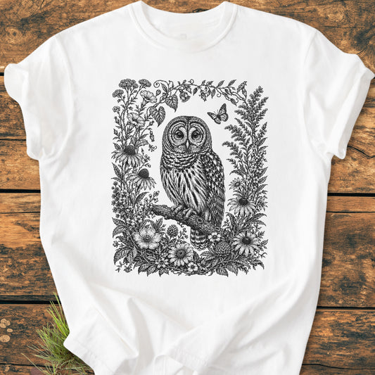 Botanical Night Watcher Owl - Vintage Wash Tee