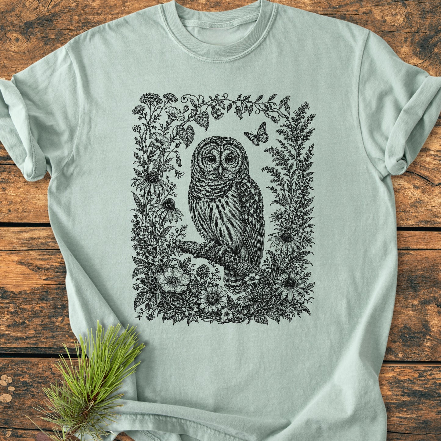 Botanical Night Watcher Owl - Vintage Wash Tee