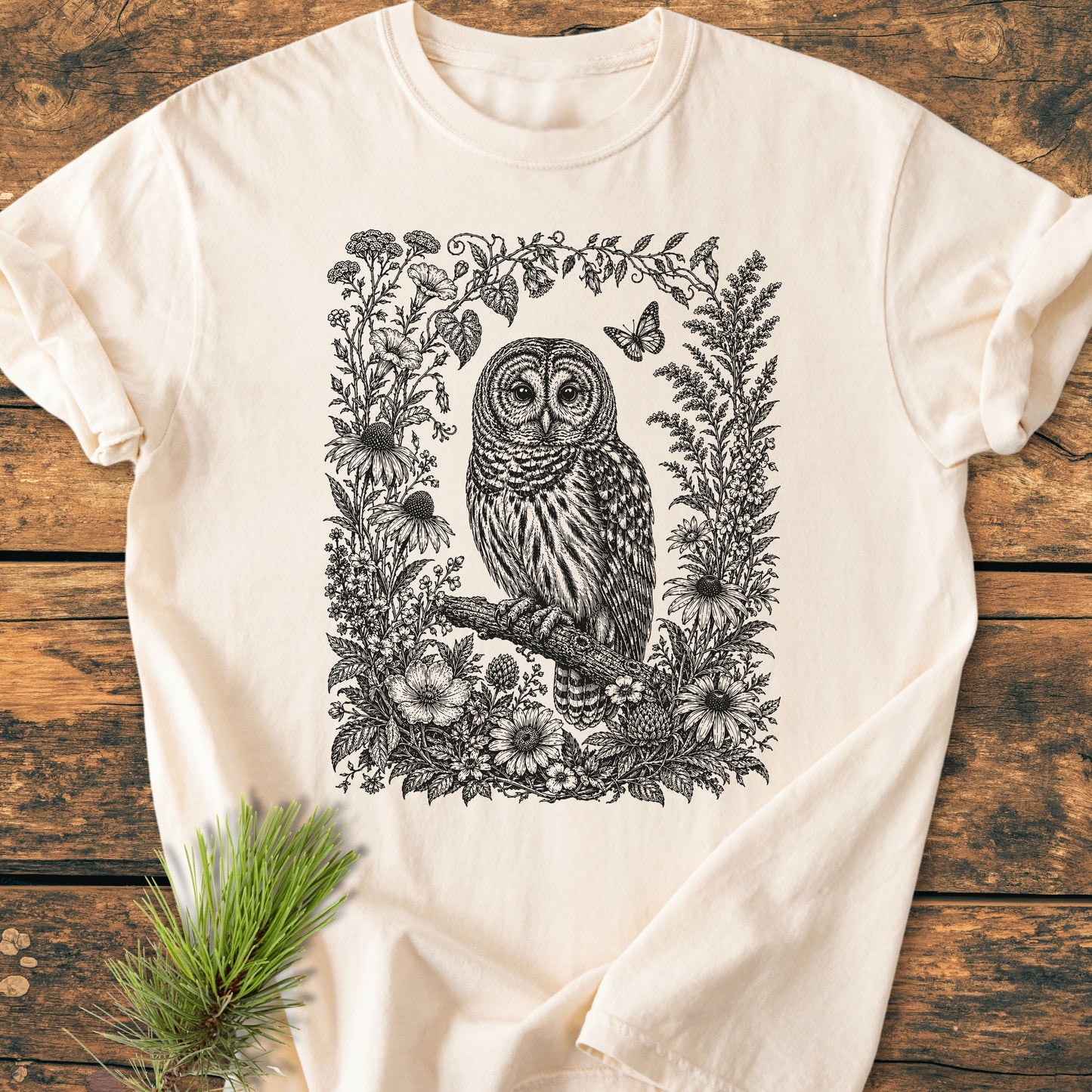 Botanical Night Watcher Owl - Vintage Wash Tee
