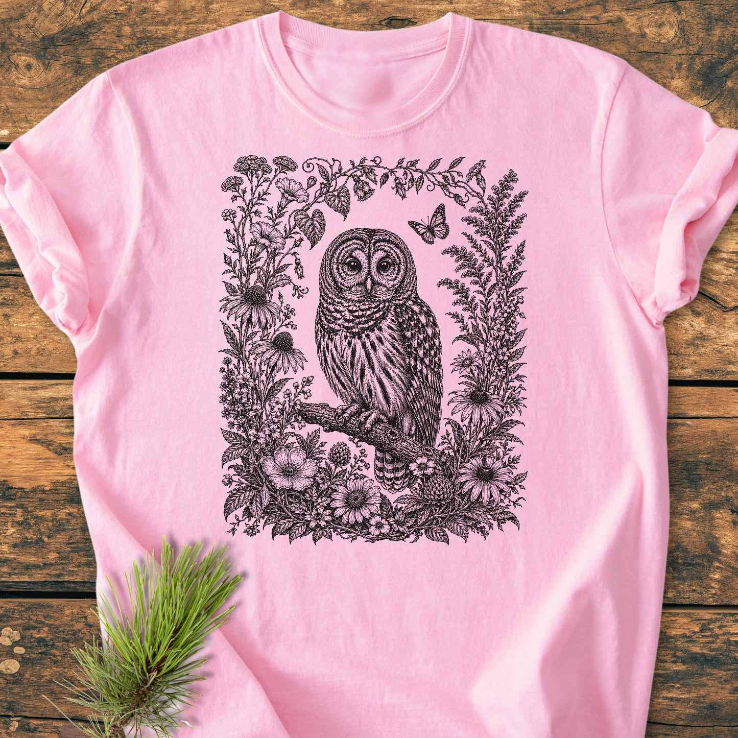 Botanical Night Watcher Owl - Vintage Wash Tee