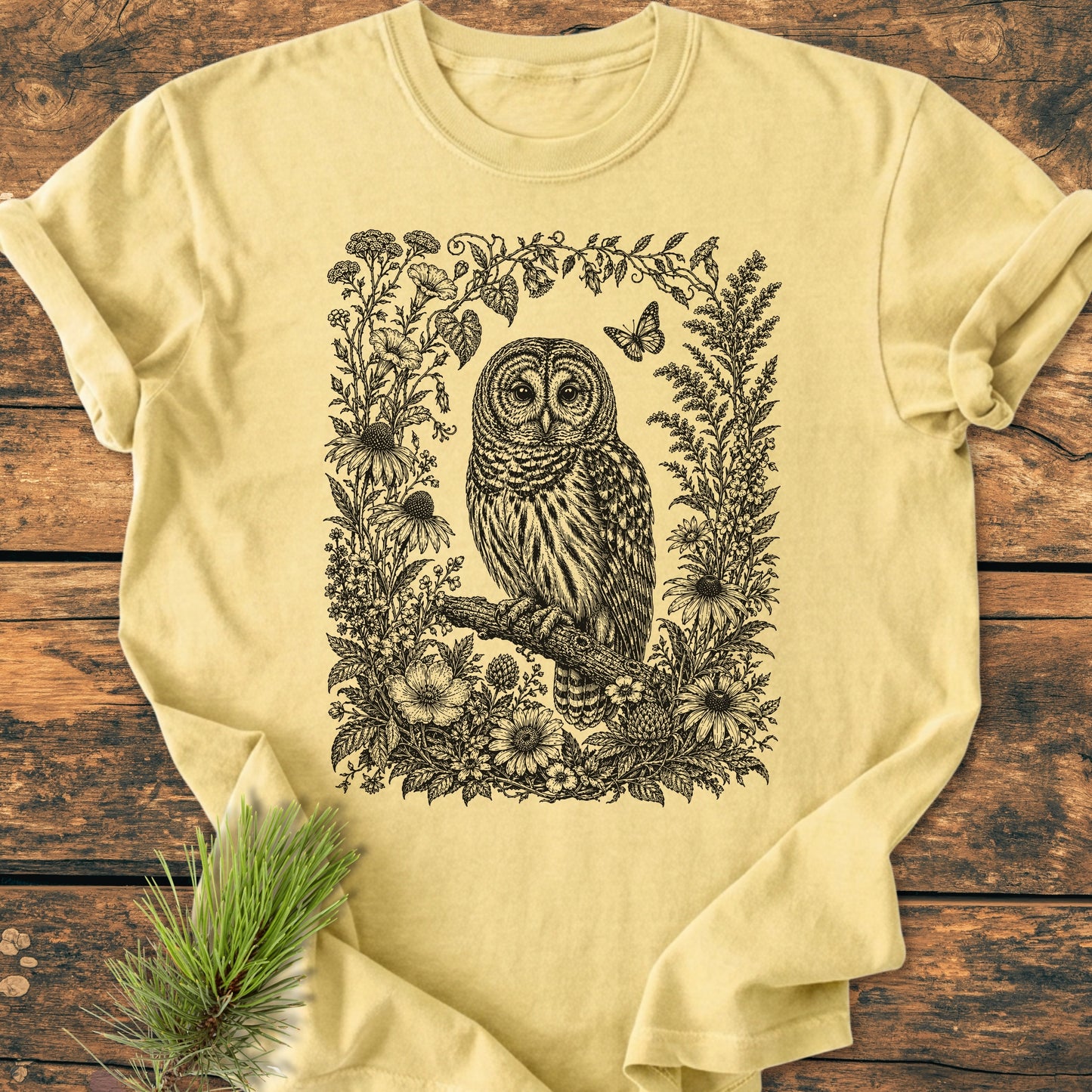Botanical Night Watcher Owl - Vintage Wash Tee