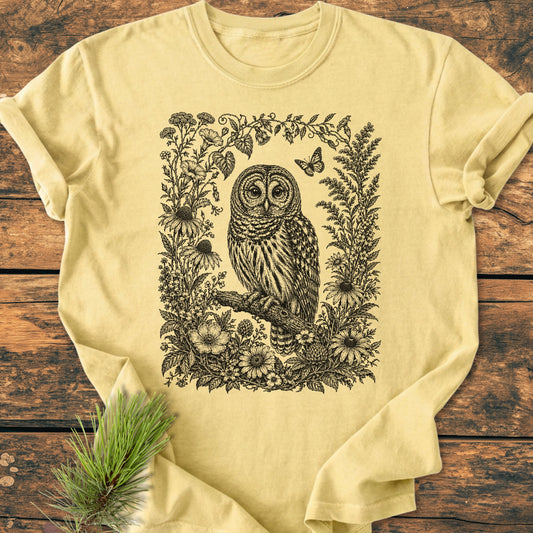 Botanical Night Watcher Owl - Vintage Wash Tee