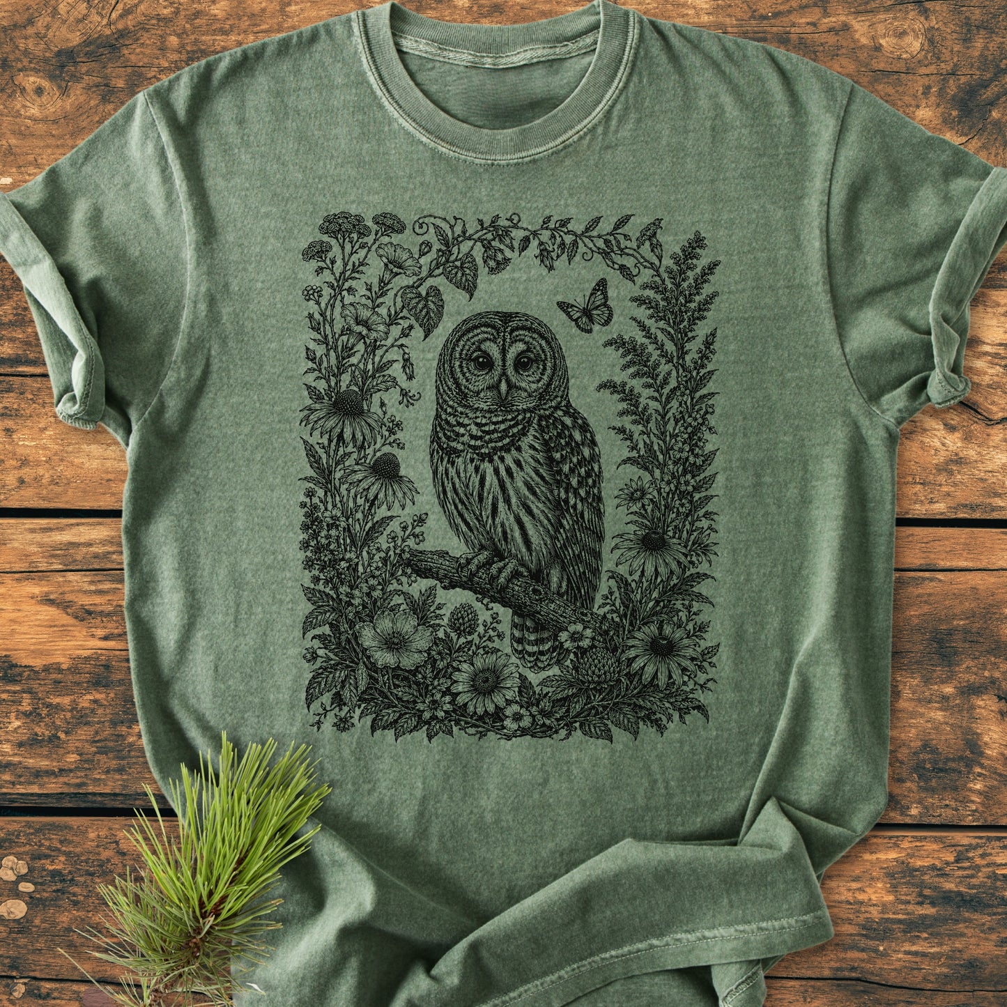 Botanical Night Watcher Owl - Vintage Wash Tee