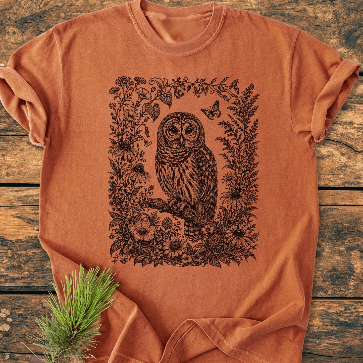 Botanical Night Watcher Owl - Vintage Wash Tee
