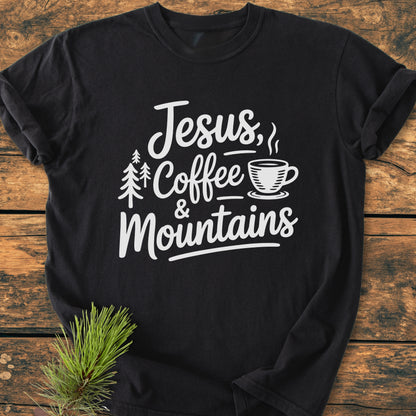 Jesus, Coffee, Mountains - Premium Vintage Tee