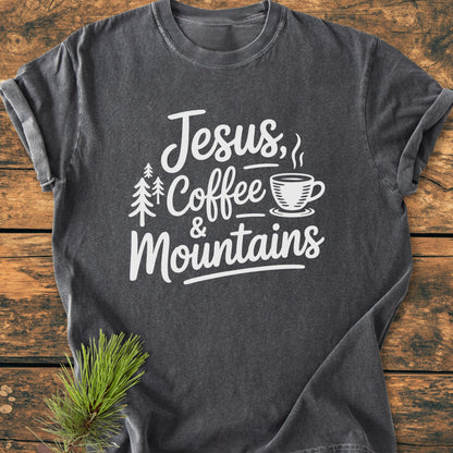Jesus, Coffee, Mountains - Premium Vintage Tee