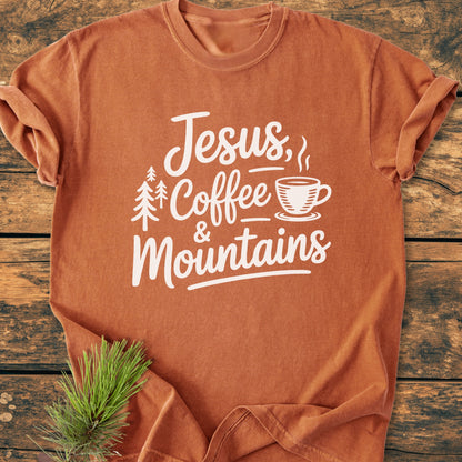 Jesus, Coffee, Mountains - Premium Vintage Tee